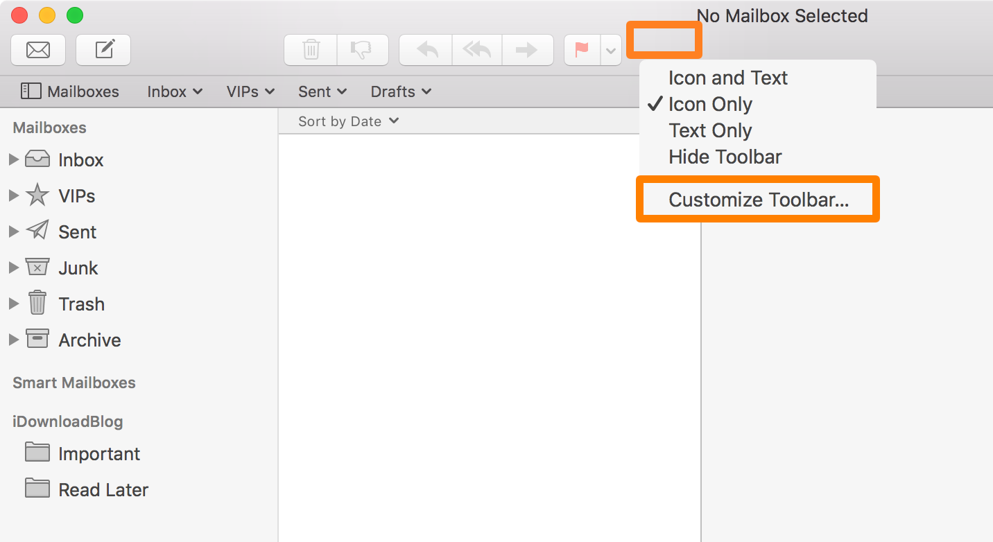 customize outlook toolbar for mac